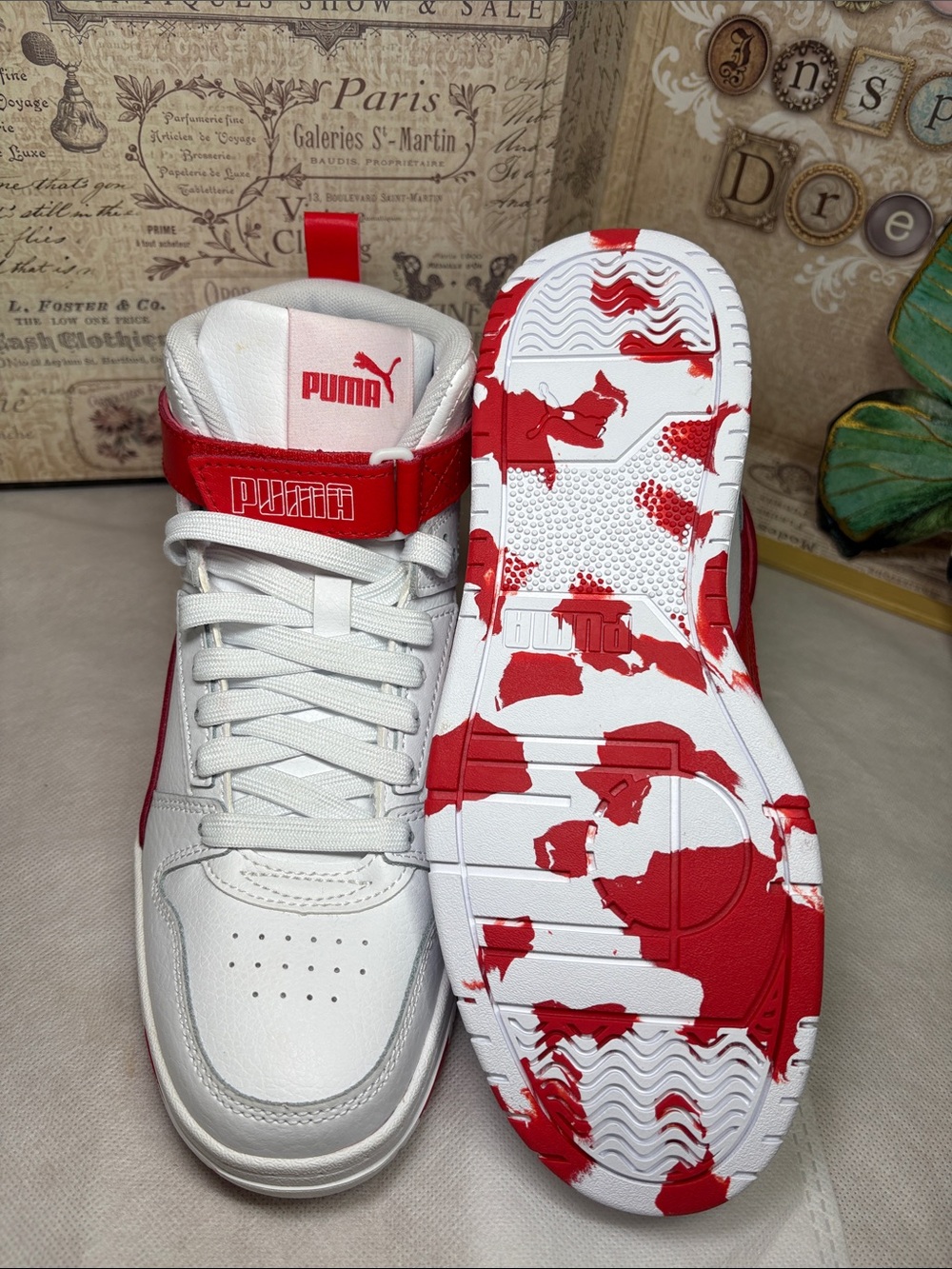 PUMA RBD Game Marble (Big Kid) Puma White/High-Risk Red 4 Big Kid M NEWITHBOX
